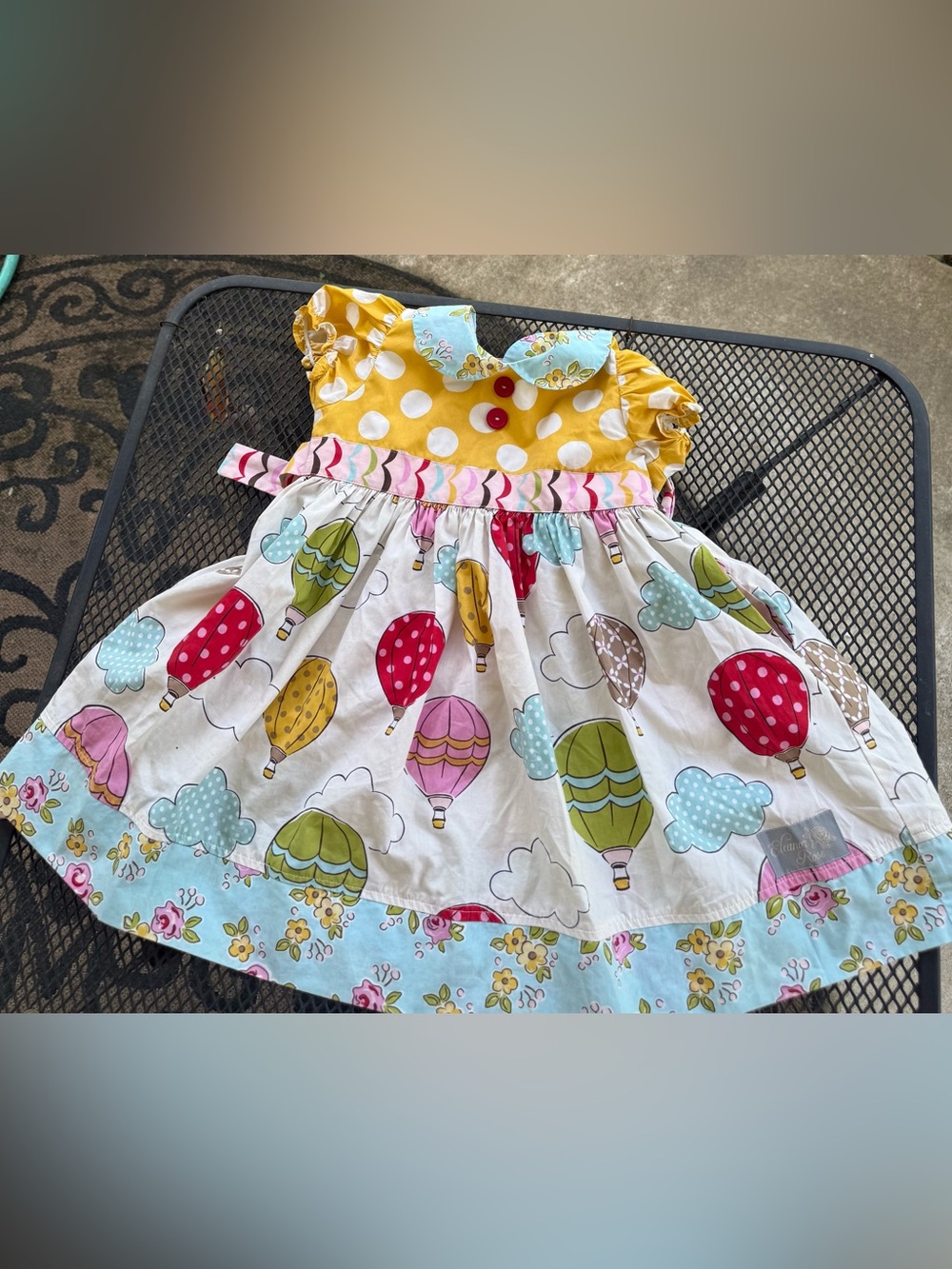 Eleanor Rose Pastel Floral & Polka Dot Sundres 4-5 Pink, Aqua & Yellow pockets